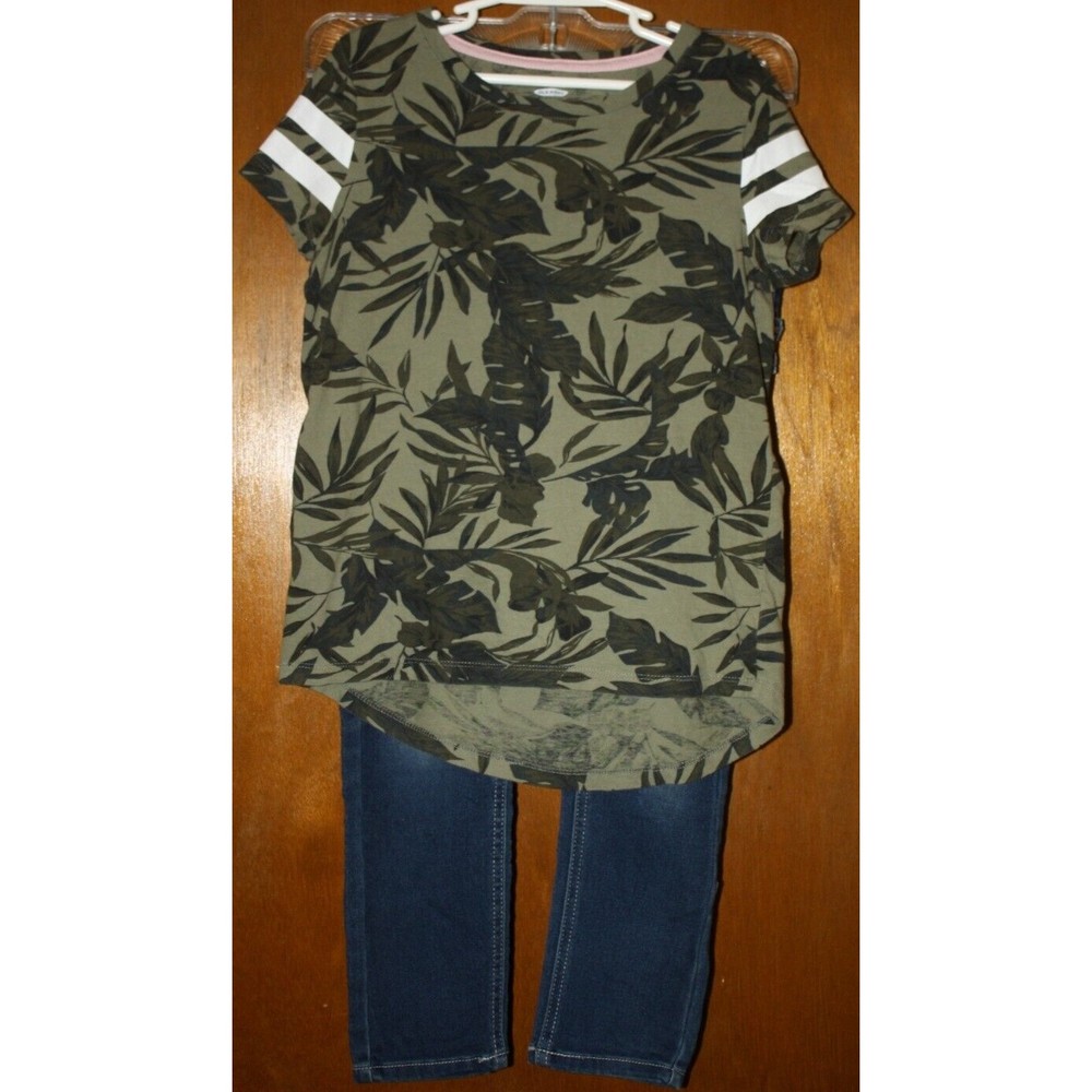 Wonder Nation Girl's Size 8 Skinny Stretch Blue Jeans & Old Navy Top Sz 8 Set